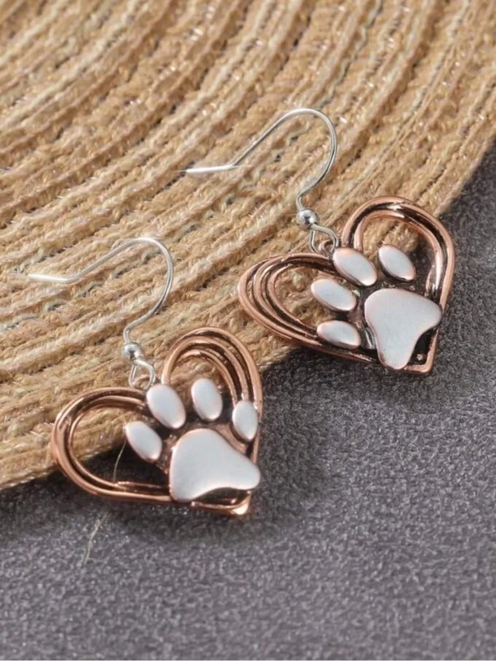 Heart Paw Drop Earrings #2417